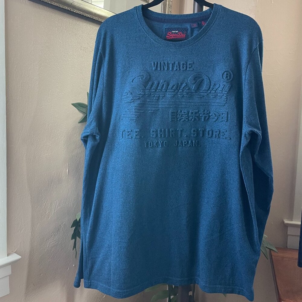 Vintage SuperDry Embossed 2XL Long-sleeve Tee